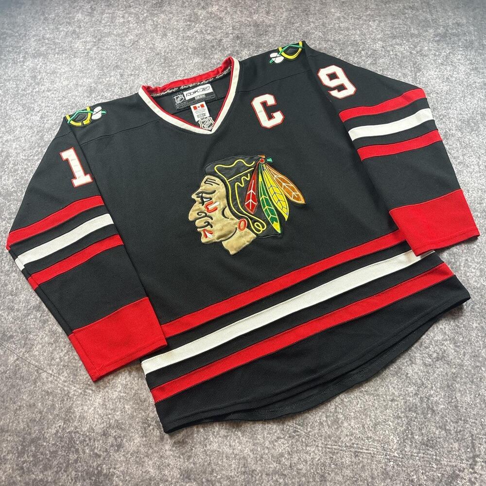 Reebok Chicago Blackhawks Jonathan Toews 19 NHL Hockey Jersey Black Mens Size 50